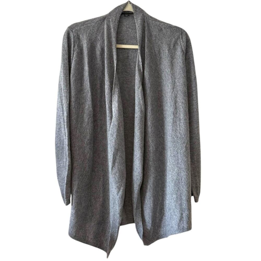 Saks Fifth Avenue Wool Cashmere Blend Open Gray Cardigan | Size Small